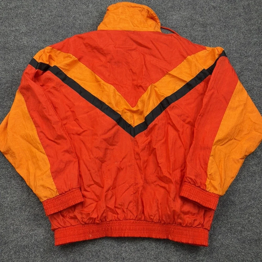 Vintage 90s Colorblock Windbreaker Red Orange Chevron Jacket Medium‎ Retro